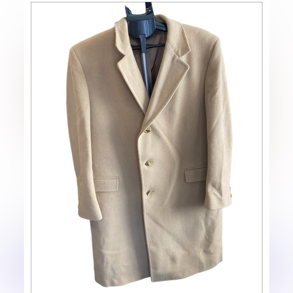 VINTAGE JOS A BANK MENS CAMEL COLLOR LINED OVERCOAT SIZE 44